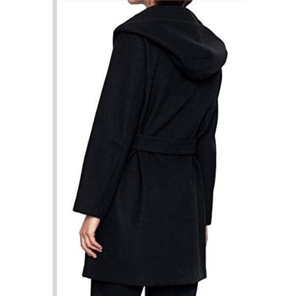 Zara Black Hooded Coat Brand New NWOT - Picture 8 of 16